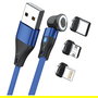RealPower RealPower MagneticCharge3 Cable Magnético de Carga 3A, 1m USB A Azul con Adaptadores