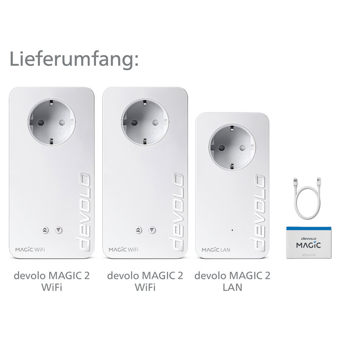 Devolo Magic 2 WiFi next Multiroom Kit (3 Adaptadores PLC) - 2400 Mbit/s, Wi-Fi 5 (802.11ac), Gigabit Ethernet, Blanco
