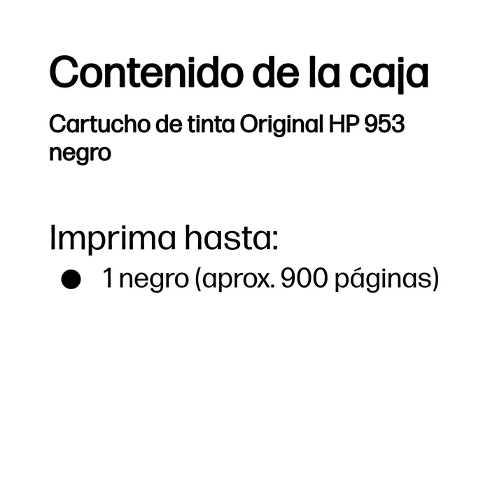 HP Cartucho de Tinta Original 953 Negro Estándar HP Cartucho de Tinta Original 953 Negro Estándar
