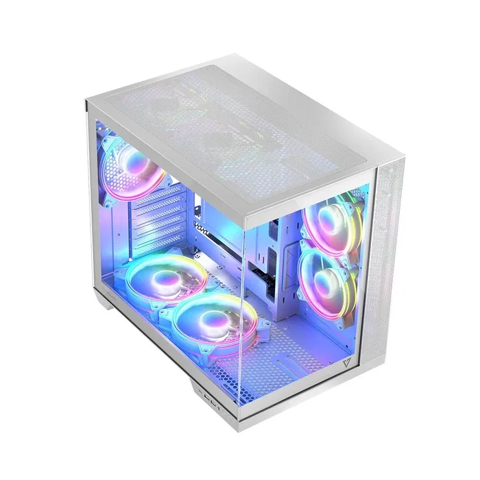 Modecom Volcano Panorama Apex ARGB 7F Midi Tower Blanca con Ventiladores ARGB y Panel USB-C