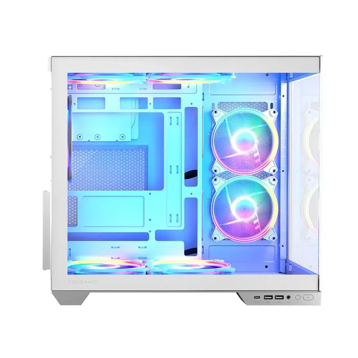 Modecom Volcano Panorama Apex ARGB 7F Midi Tower Blanca con Ventiladores ARGB y Panel USB-C