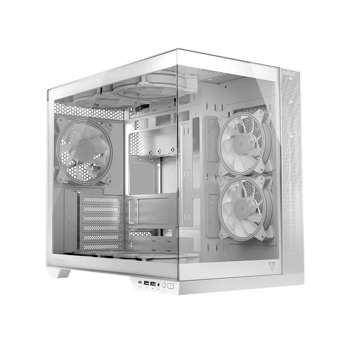 Modecom Volcano Panorama Apex ARGB 7F Midi Tower Blanca con Ventiladores ARGB y Panel USB-C