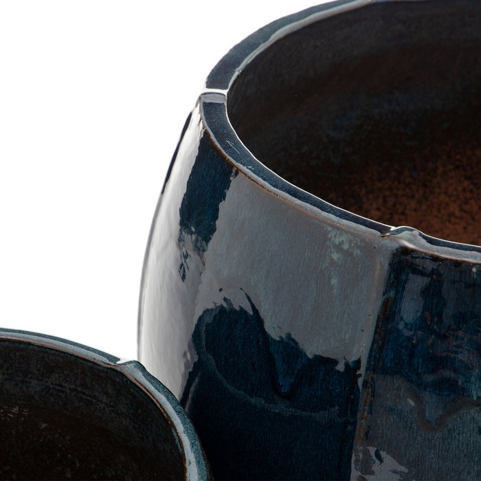 S/2 Maceteros Azul Cerámica Decoración 55 X 55 X 55 cm