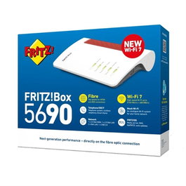 AVM FRITZ!Box 5690 International - Router Fibra Óptica AON/GPON con Wi-Fi 7 (hasta 6.448 Mbps), 2 Puertos 2.5 GbE, Base DECT, VoIP, Firewall, VPN y Control Parental