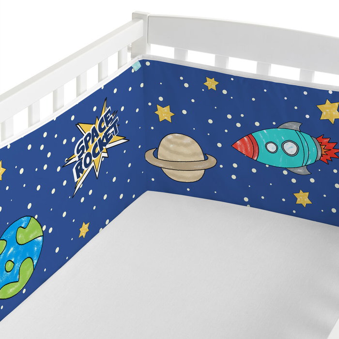 Protector de Cuna HappyFriday Mr Fox Space rocket Multicolor 210 x 40 cm