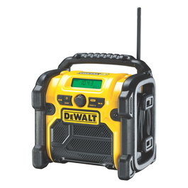 DeWALT DCR020-QW Radio Digital Portátil con DAB y FM, Pantalla LED Verde, Funciona con Batería 10.8-18V o Red, Color Negro y Amarillo