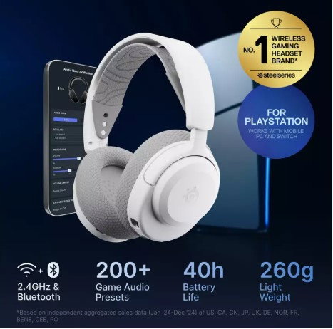 SteelSeries Arctis Nova 3PW Auriculares Inalámbricos Blanco