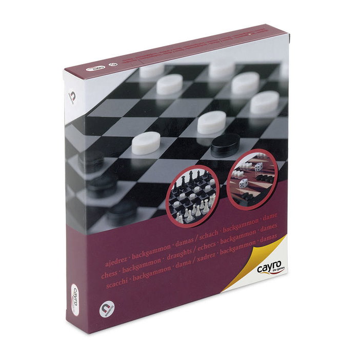 Cayro Set de Juegos Magnéticos 3 en 1: Ajedrez, Damas y Backgammon