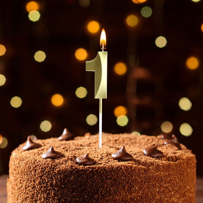 Party Time Vela Aniversario Cifra 1 Oro