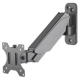 MANHATTAN Soporte de Pared Brazo Articulado con Gas para Monitor, 17"-32" (48-81 cm), Hasta 8 kg, Ajuste de Inclinación y Giro, Compatible VESA 75x75/100x100 mm, Color Gris