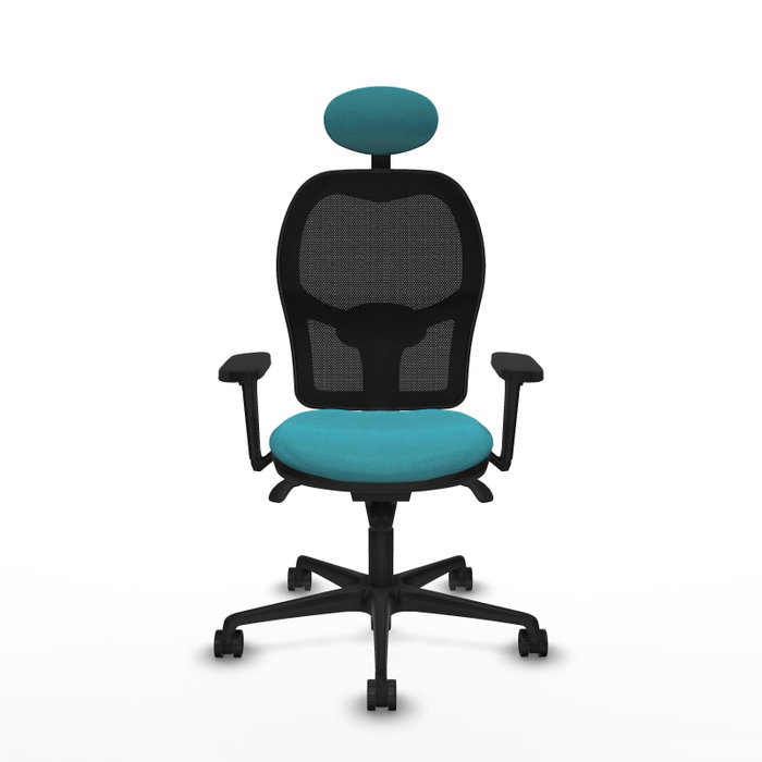 PIQUERAS Y CRESPO Silla de oficina Jorquera con mecanismo Sincro, Tela Turquesa y Malla Negra PIQUERAS Y CRESPO Silla de oficina Jorquera con mecanismo Sincro, Tela Turquesa y Malla Negra