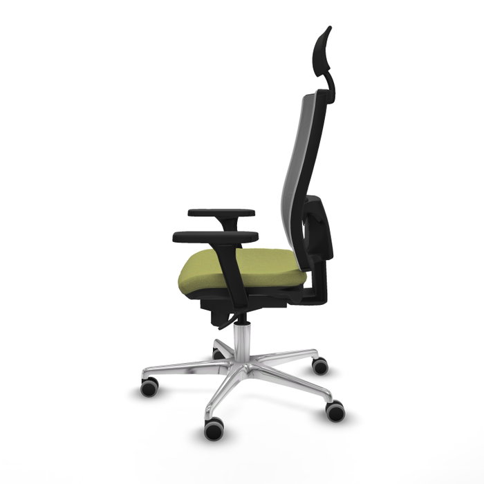 PIQUERAS Y CRESPO Silla de oficina Horna con mecanismo Sincro, Brazos 3D y Cabecero Fijo, Verde oliva/Gris