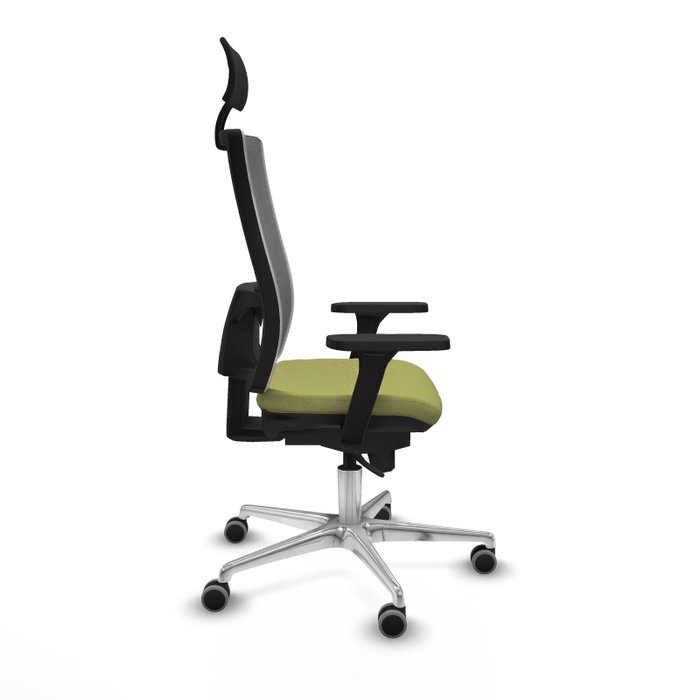 PIQUERAS Y CRESPO Silla de oficina Horna con mecanismo Sincro, Brazos 3D y Cabecero Fijo, Verde oliva/Gris