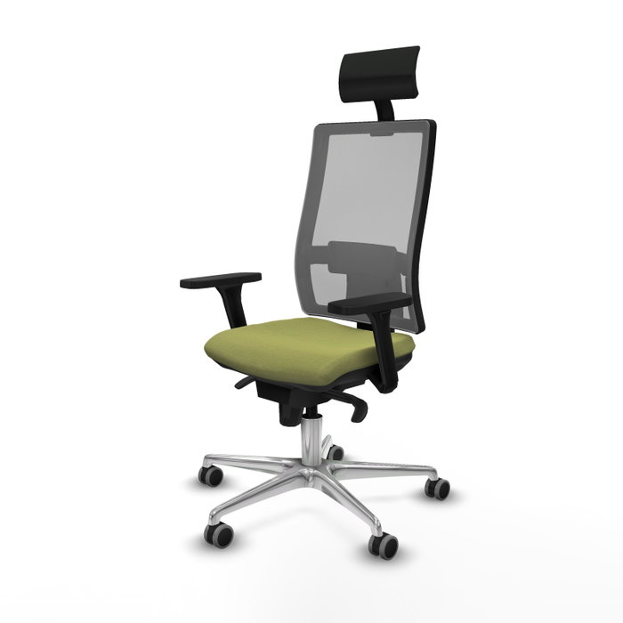 PIQUERAS Y CRESPO Silla de oficina Horna con mecanismo Sincro, Brazos 3D y Cabecero Fijo, Verde oliva/Gris