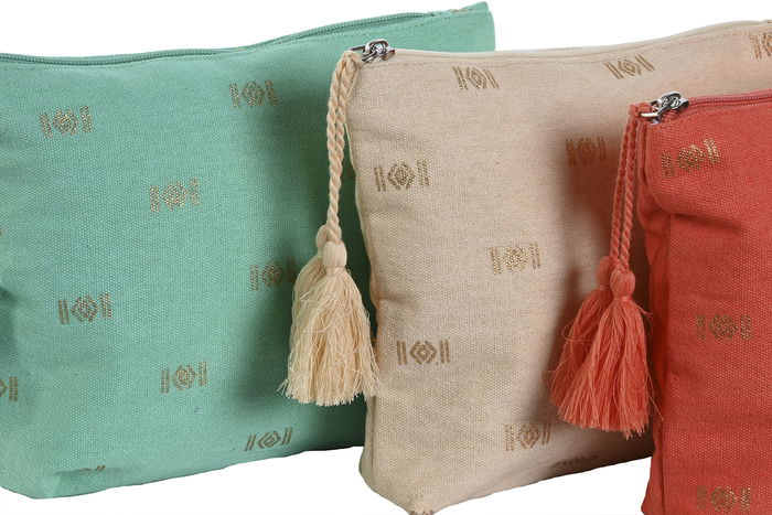 DKD Home Decor Neceser Mediterraneo Azul Coral 25 x 5 x 20 cm (3 Unidades)