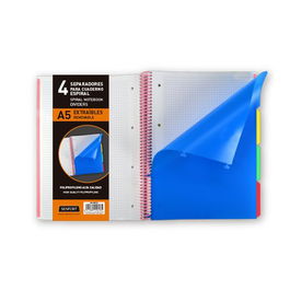 Separadores Senfort Pp Extraibles A5 4 Pestañas (Set de 10)