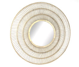 DKD Home Decor Espejo de Bambú y Cristal Natural 110x110 cm