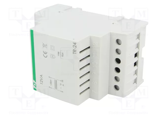 F&F Transformador de red 12VA 230VAC/24V 0,5A para raíl DIN