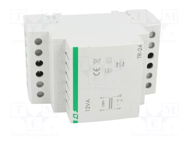F&F Transformador de red 12VA 230VAC/24V 0,5A para raíl DIN