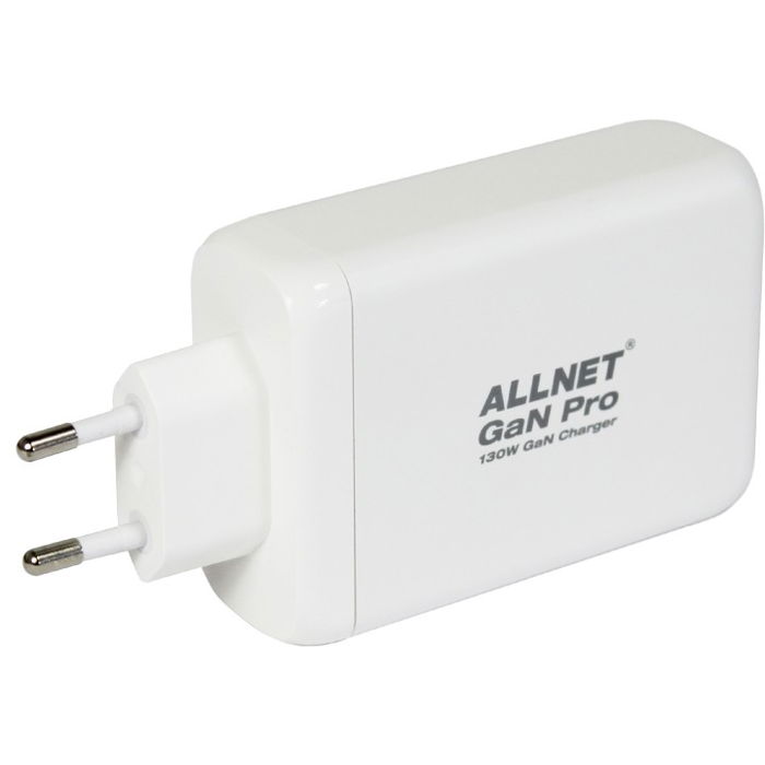 ALLNET Cargador USB-C PD GaN 130W con 1x USB-A QC y 3x USB-C, Enchufe EU