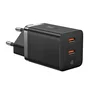 Baseus GaN5 Pro Cargador Rápido 40W con 2 Puertos USB-C, PPS/PD3.0/QC3.0, Compacto para Viaje, Enchufe Europeo, Color Negro