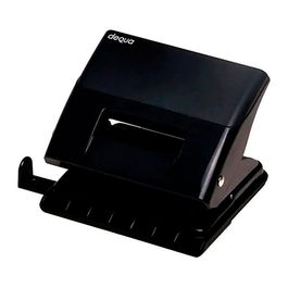 Dequa Perforadora de Papel 2 Punzones Ø 6 mm Capacidad 20 Hojas con Regla Medidora Negra