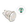 DeLOCK 20978 Pulsador de Montaje 19 mm IP65, 230 V, 3 A, 4 Terminales de Tornillo, LED Verde, Níquel, Acero Inoxidable