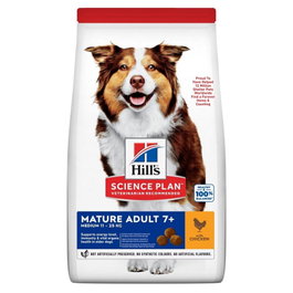 Hill's Canine Mature 7+ Medium - Pienso para Perros Senior Adultos (+7 años) Sabor Pollo, 14 kg + 2 kg Gratis (12+2)