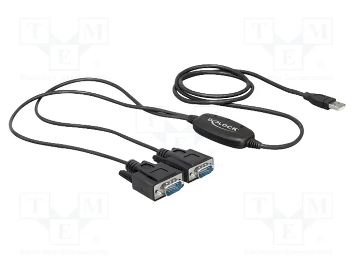 DeLOCK Adaptador USB 2.0 tipo A a 2 x Serial DB9 RS-232 Negro