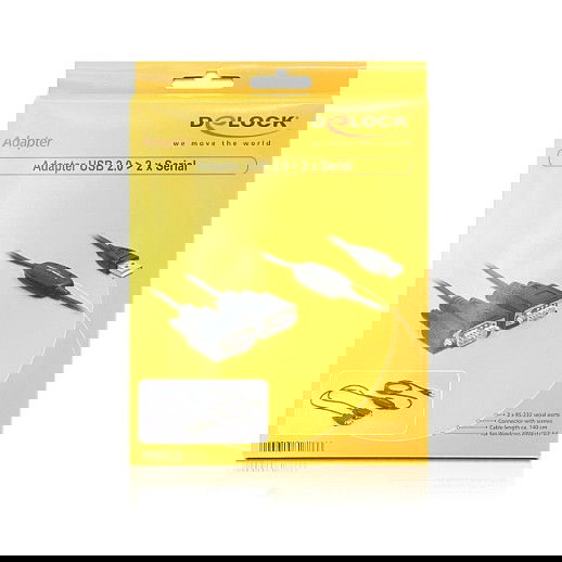 DeLOCK Adaptador USB 2.0 a Serie 2x RS232 2x9 Pin St Negro