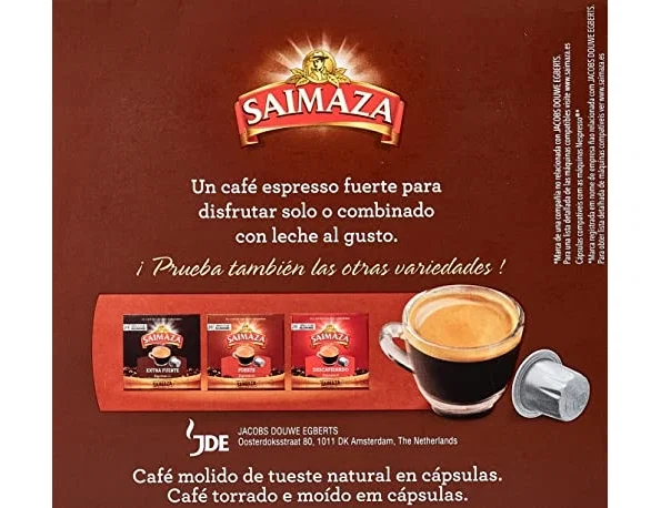 Saimaza Café Espresso Fuerte Intensidad 9 Compatible con Nespresso (20 Cápsulas)