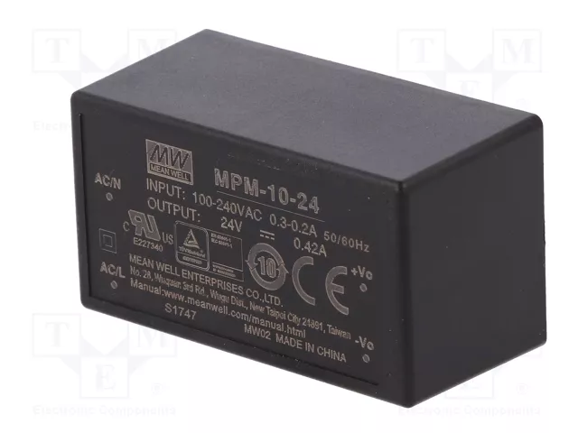 MEAN WELL MPM-10-24 Convertidor AC/DC 10W 24V DC MEAN WELL MPM-10-24 Convertidor AC/DC 10W 24V DC