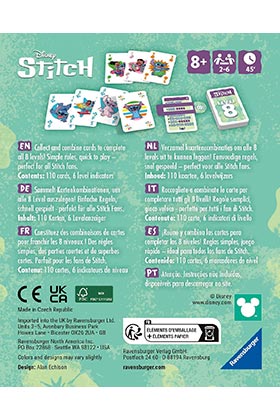 Ravensburger Juego de Cartas Level 8 Stitch Disney para 2-6 Jugadores +8 años, Gana quien complete 8 niveles