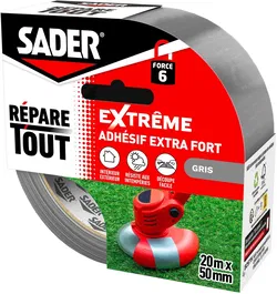 Sader Adhesivo Extrafuerte AAAVH55019 para Reparación Multiusos Extremo, 20 m x 50 mm, Gris, Interior y Exterior para Todo Tipo de Superficies, Fácil de Cortar