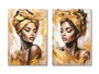 DKD Home Decor Set de 2 Cuadros Lienzo MDF 70x3x100 Africana