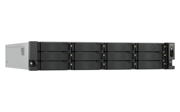 QNAP TS-h1277AXU-RP Rack NAS, 12 Bahías 2U, Procesador AMD 6 núcleos hasta 5.1 GHz, 16 GB DDR5 (ampliable a 128 GB), 2x2.5GbE, 2x10GbE, 3xPCIe