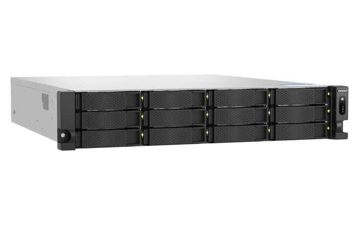 QNAP TS-h1277AXU-RP Rack NAS, 12 Bahías 2U, Procesador AMD 6 núcleos hasta 5.1 GHz, 16 GB DDR5 (ampliable a 128 GB), 2x2.5GbE, 2x10GbE, 3xPCIe