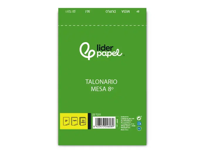 Liderpapel Talonario Camarero Mesa Octavo Original y Copia