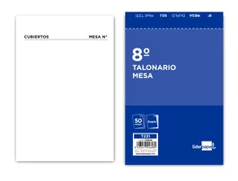 Liderpapel Talonario Camarero Mesa Octavo Original y Copia