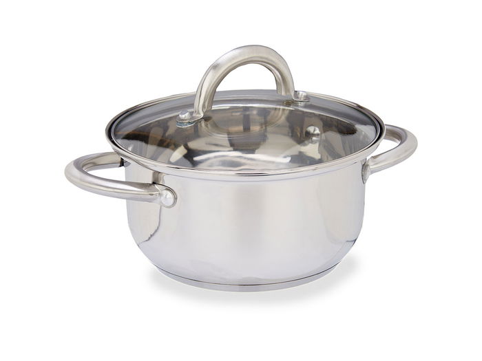 Kinvara Cacerola Acero Inoxidable 18 cm con Tapa de Cristal (Set de 6)