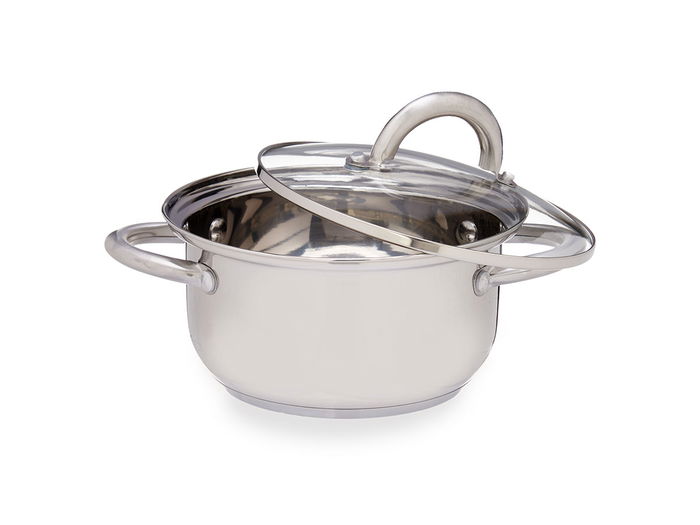 Kinvara Cacerola Acero Inoxidable 18 cm con Tapa de Cristal (Set de 6)