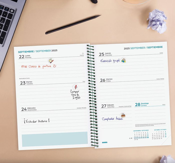 Finocam 634204926 Agenda Escolar 2025-2026 Secundaria Semana Vista Horizontal 155x212