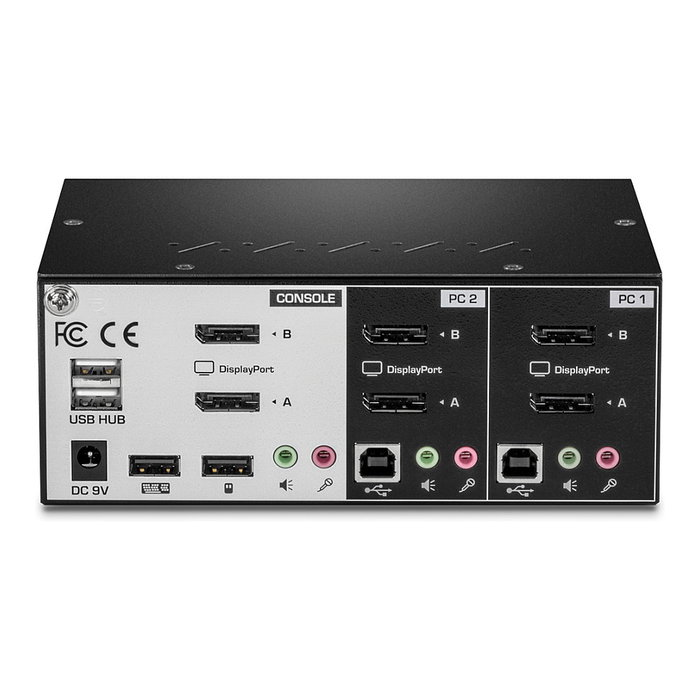 TRENDnet TK-240DP Conmutador KVM de 2 Puertos con DisplayPort 1.2 y Hub USB, Soporta 4K Ultra HD a 3840 x 2160 Pixeles, Control Dual Monitor, Color Negro
