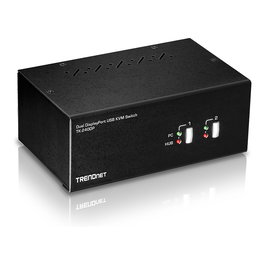 TRENDnet TK-240DP Conmutador KVM de 2 Puertos con DisplayPort 1.2 y Hub USB, Soporta 4K Ultra HD a 3840 x 2160 Pixeles, Control Dual Monitor, Color Negro
