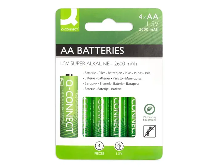 Q-connect Pilas Alcalinas AA Blíster con 4 Unidades