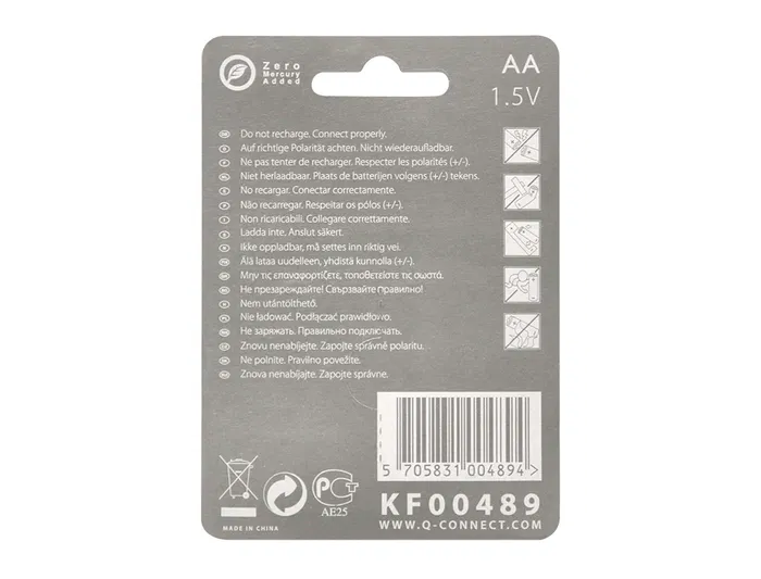 Q-connect Pilas Alcalinas AA Blíster con 4 Unidades