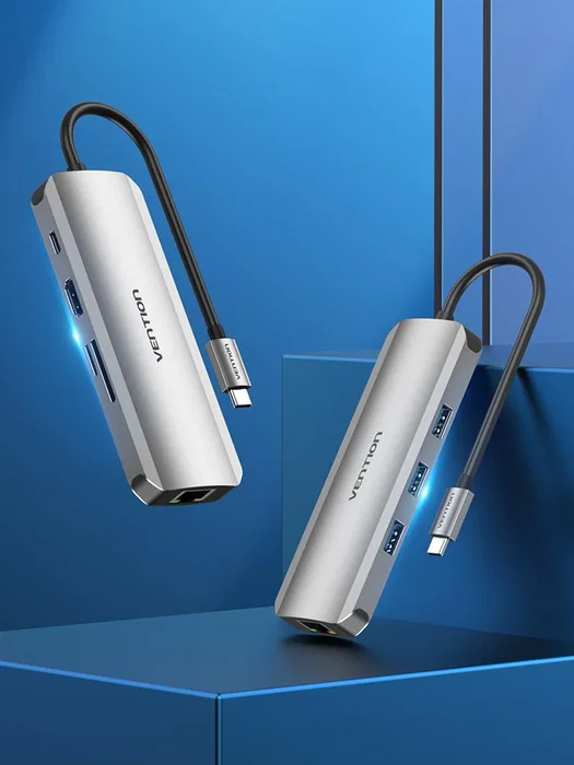 Vention TOKHB Docking Station Base Portátil USB-C, 1x HDMI 4K, 3x USB-A 3.0, 1x USB-C PD 100W, 1x RJ45 Gigabit, Lector SD/MicroSD, Aluminio Gris Plata Vention TOKHB Docking Station Base Portátil USB-C, 1x HDMI 4K, 3x USB-A 3.0, 1x USB-C PD 100W, 1x RJ45 Gigabit, Lector SD/MicroSD, Aluminio Gris Plata