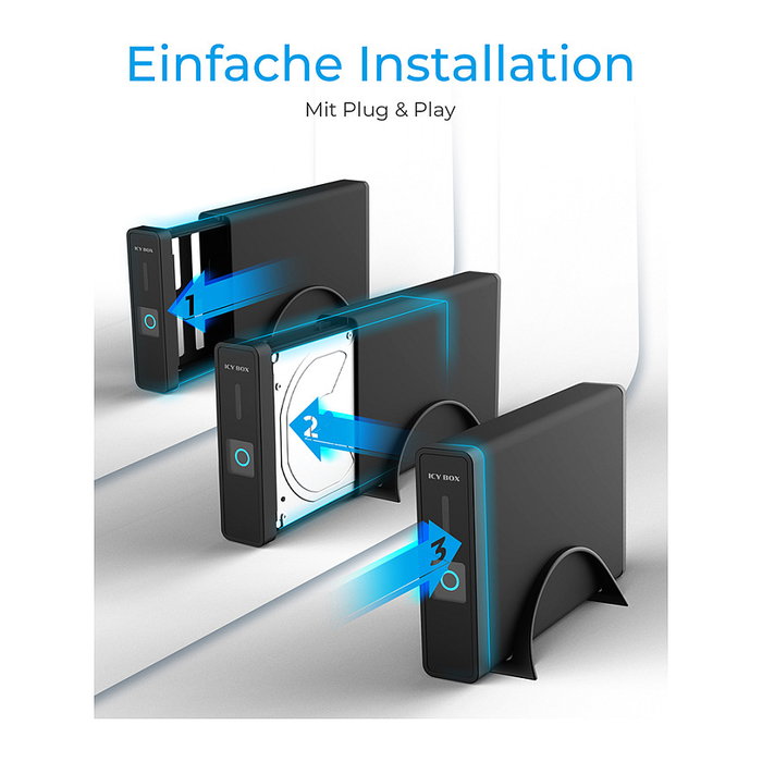 ICY BOX Adaptador USB Tipo C 3.2 para HDD/SSD SATA de 2.5" y 3.5", Hub con Alimentación Externa, Negro - Referencia: 3.2 2,5"+3,5" SATA3 HDD/SSD USB Typ-C m.Hub