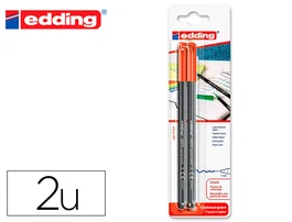 Edding Rotulador 1200 Punta Fibra Rojo, Punta Redonda 0.5 mm, Blister 2 Unidades