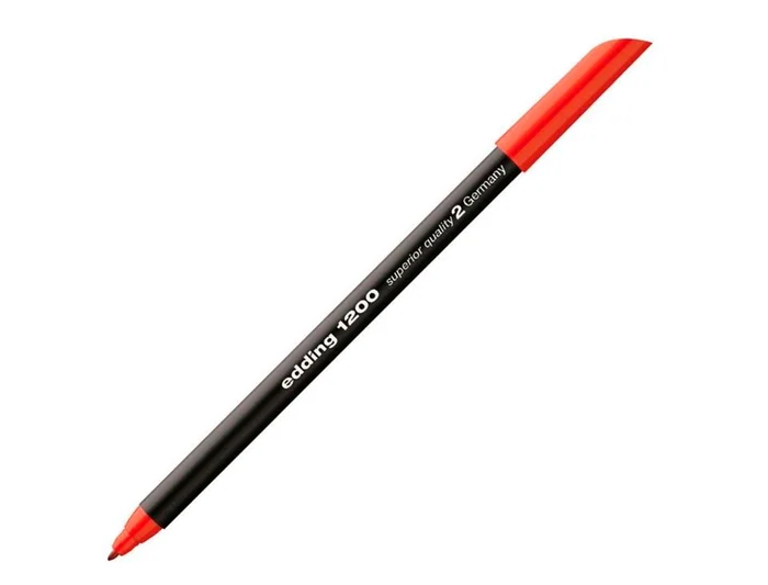 Edding Rotulador 1200 Punta Fibra Rojo, Punta Redonda 0.5 mm, Blister 2 Unidades